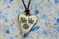 BDSM Bite Me Pendant, Erotic Sub Gift. Adjustable Waxed Cord. Hand Cast Pewter.