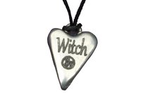BDSM Witch Pendant, Erotic Sub Gift. Adjustable Waxed Cord. Hand Cast Pewter.