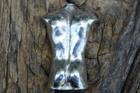 Male Torso Brooch - Front View. Hand Cast Pewter.