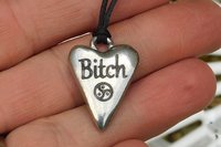 BDSM Bitch Pendant, Erotic Sub Gift. Adjustable Waxed Cord. Hand Cast Pewter.