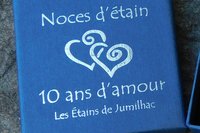 Bracelet en étain pour les noces de 10 Ans (noces d'étain); Gravure "10 Ans"; taille et couleur personnalisables