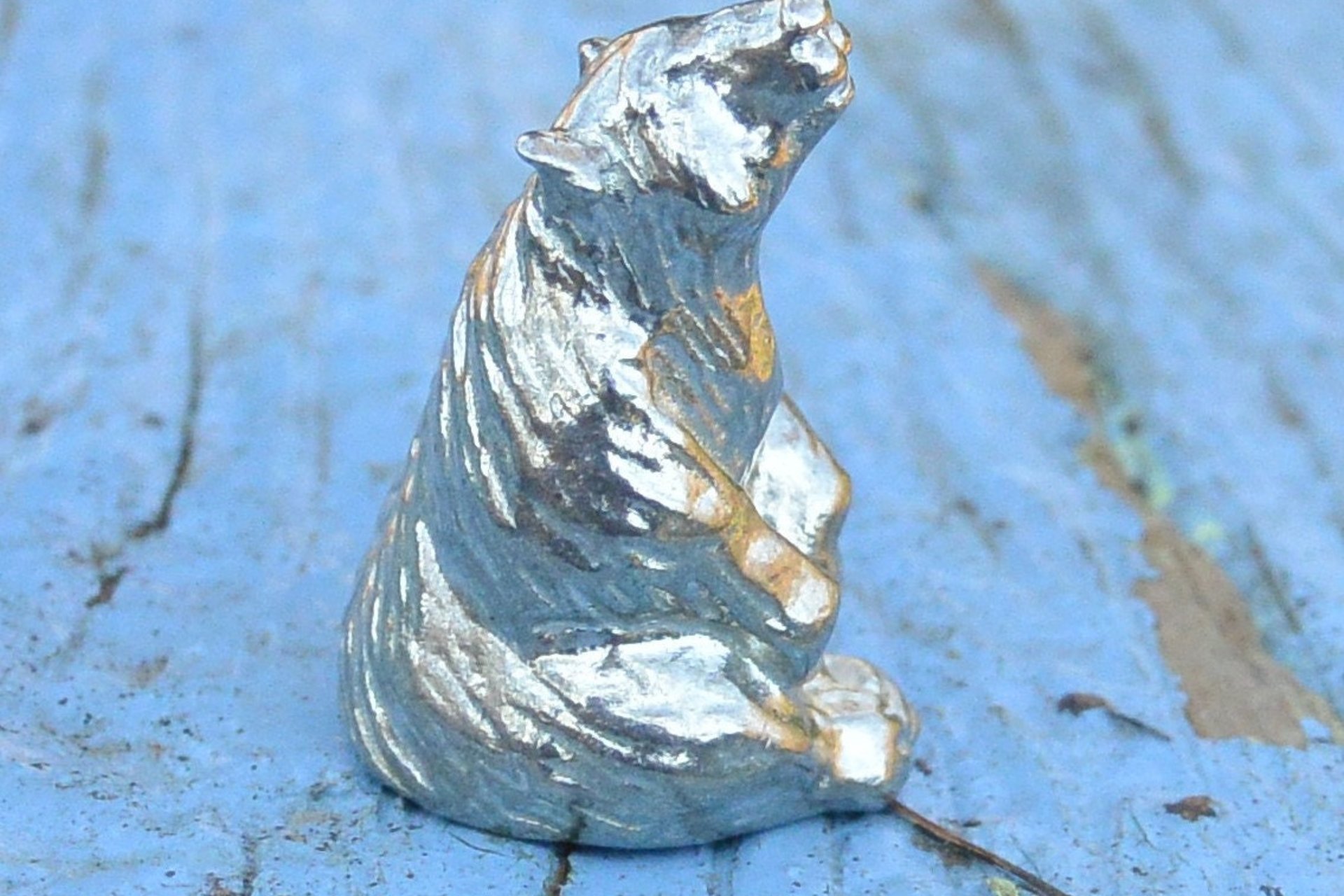 Sitting Bear Figurine – Celebrating LGBTQ+ Bear Culture. Hand Cast Pewter.
