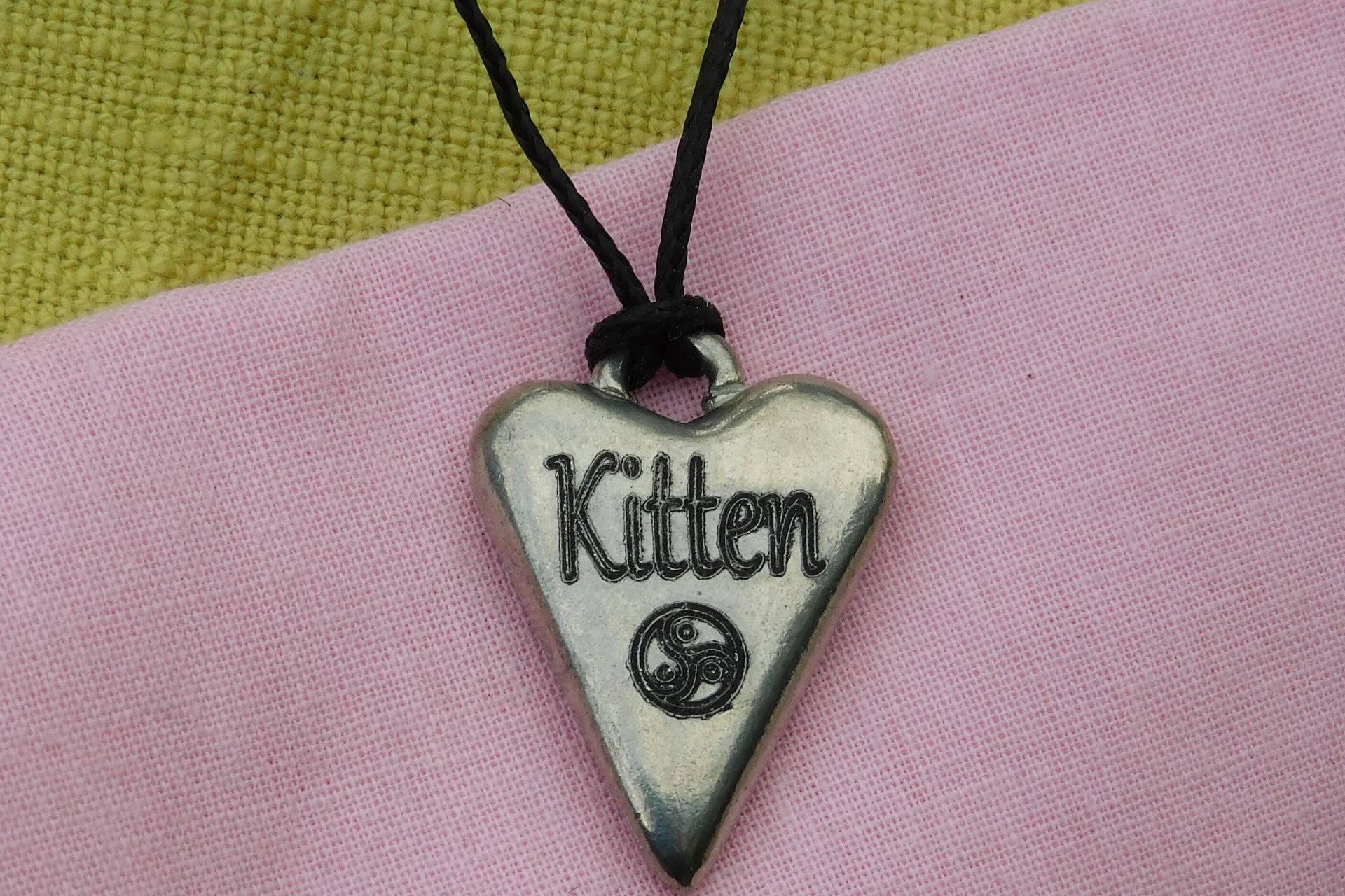 BDSM Kitten Pendant, Erotic Sub Gift. Adjustable Waxed Cord. Hand Cast Pewter.