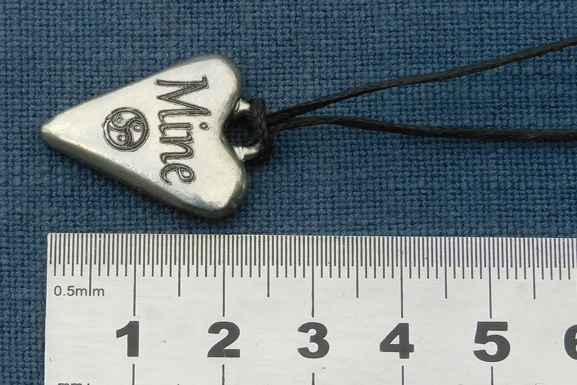 BDSM Mine Pendant, Erotic Sub Gift. Adjustable Waxed Cord. Hand Cast Pewter.