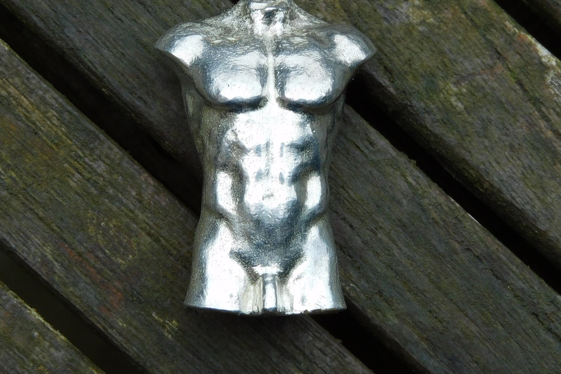 Male Torso. Hand Cast Pewter