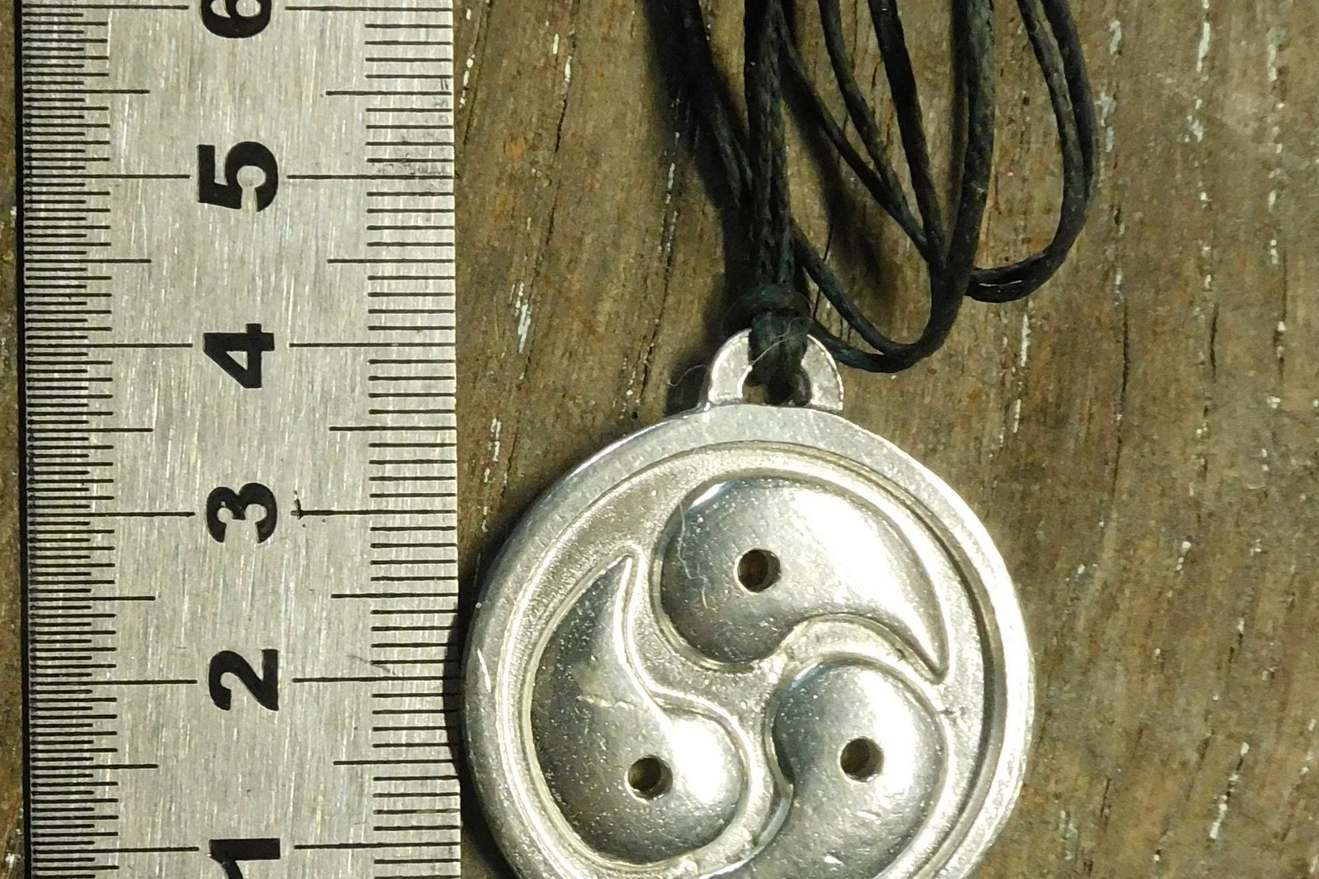 BDSM Triskelion Pendant on Adjustable Cord. Hand Cast Pewter.