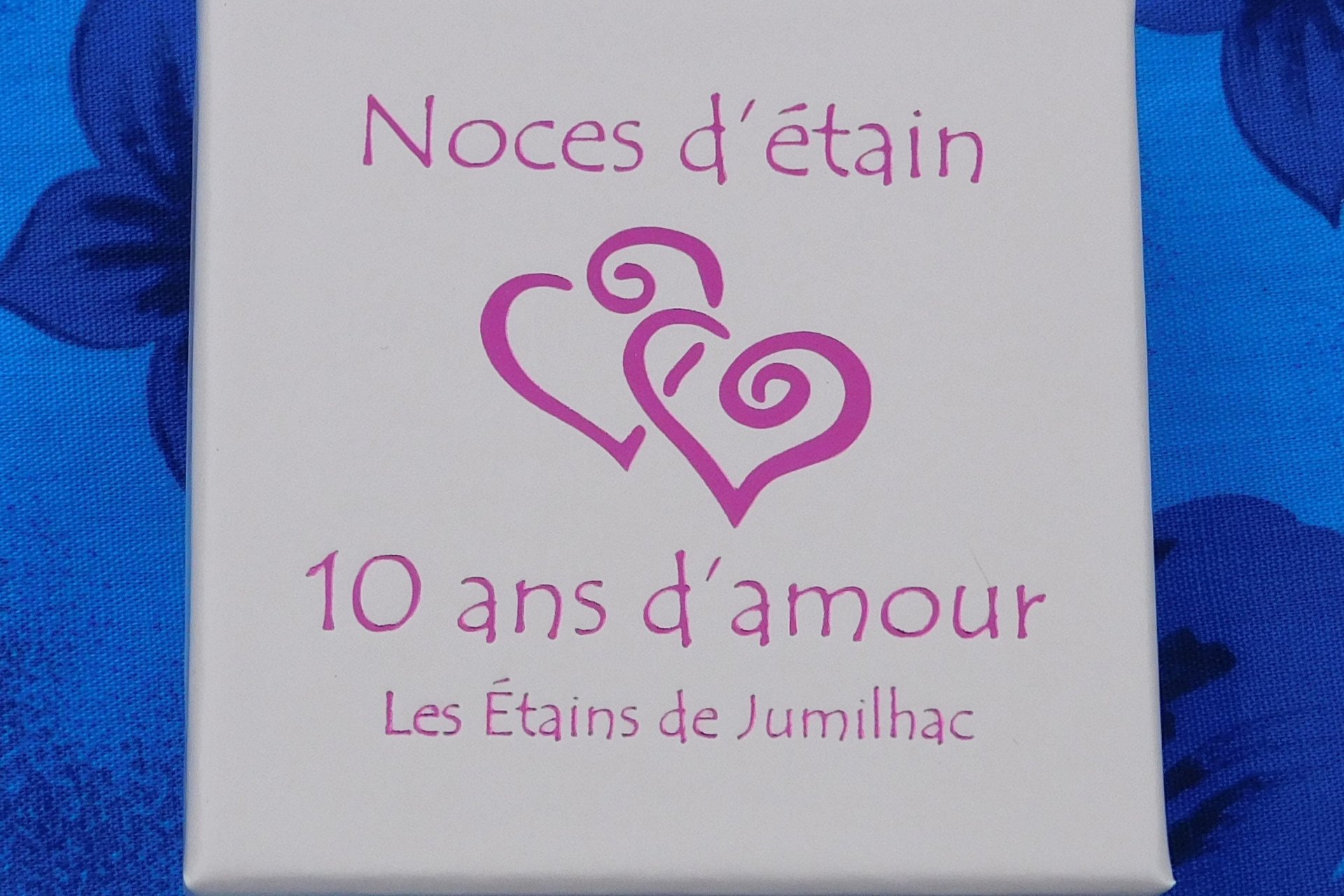 Bracelet en étain pour les noces de 10 Ans (noces d'étain); Gravure "10 Ans"; taille et couleur personnalisables